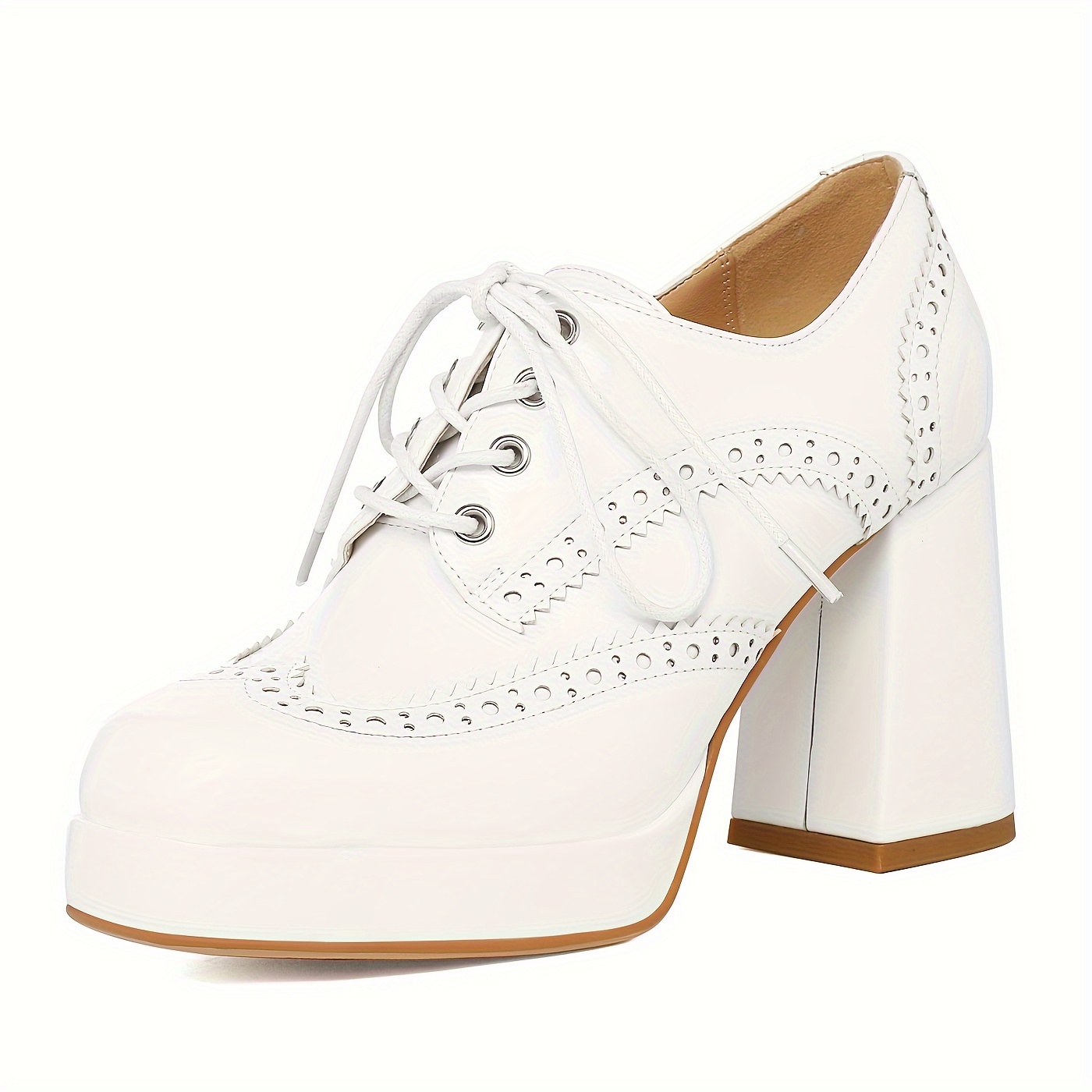 Women Patent Leather Oxford Lace Shoes Toe details 3