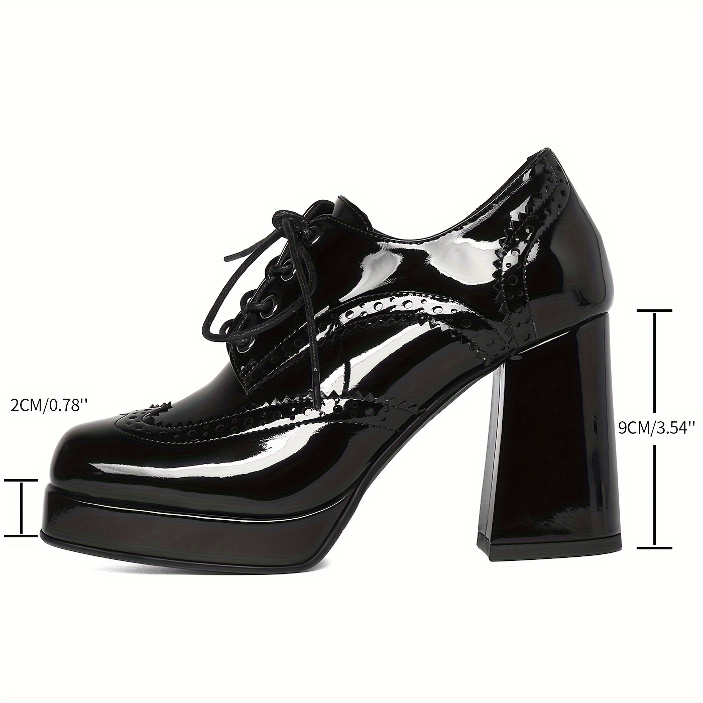 Women Patent Leather Oxford Lace Shoes Toe details 6