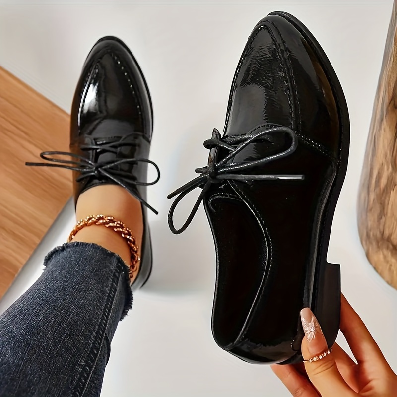 stain Chic Women s Solid Color Oxford Shoes Chunky details 4