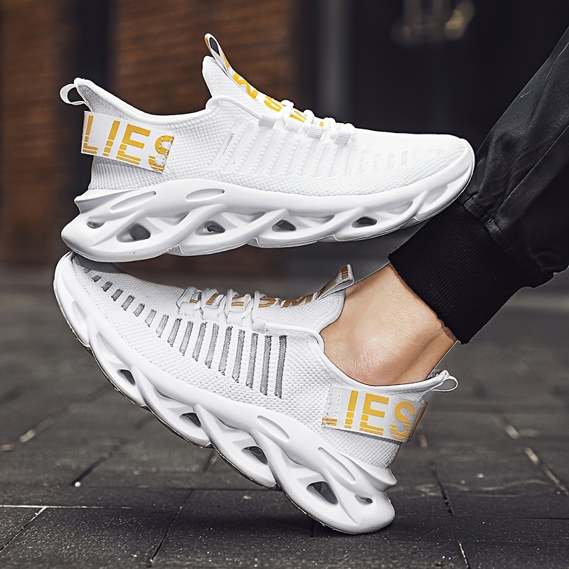 trendy blade type slip on wear running shoes elastic mesh breathable non slip preppy school sneakers soft comfortable stylish casual versatile athletic shoes sock shoes for women men details 1