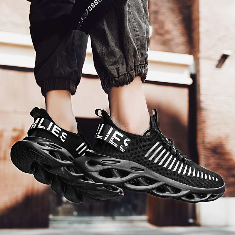 trendy blade type slip on wear running shoes elastic mesh breathable non slip preppy school sneakers soft comfortable stylish casual versatile athletic shoes sock shoes for women men details 2