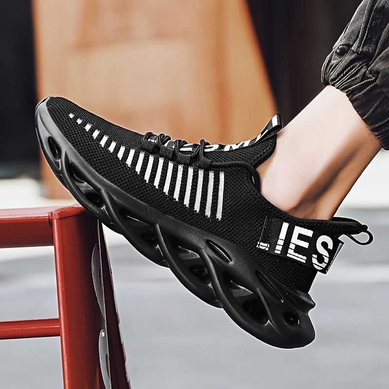 trendy blade type slip on wear running shoes elastic mesh breathable non slip preppy school sneakers soft comfortable stylish casual versatile athletic shoes sock shoes for women men details 4