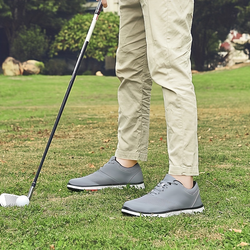 mens golf shoes with rubber soles durable solid color professional non slip golf training all seasons comfy details 18