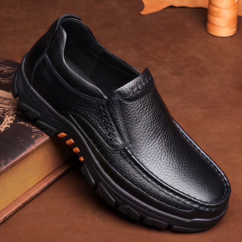 Plus Size Mens Vintage Solid Color Slip On Loafer Shoes Comfy Non Slip Casual Durable Rubber Sole Dress Shoes Mens Office Footwear Men s Shoes Temu details 0