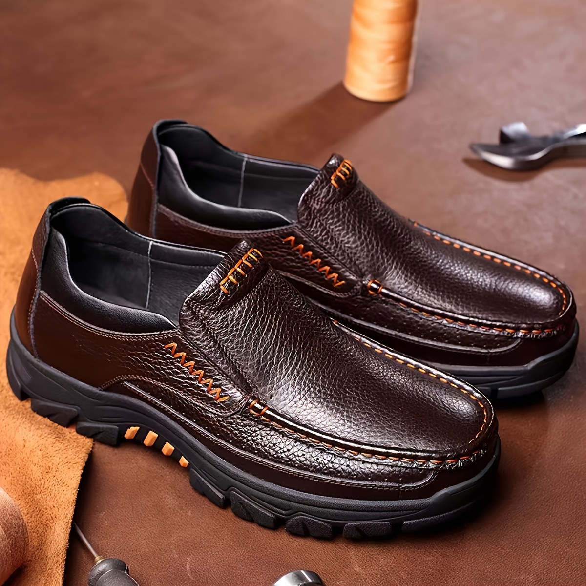 Plus Size Mens Vintage Solid Color Slip On Loafer Shoes Comfy Non Slip Casual Durable Rubber Sole Dress Shoes Mens Office Footwear Men s Shoes Temu details 1