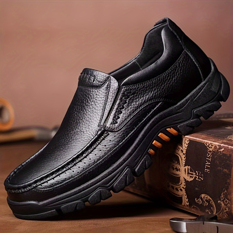Plus Size Mens Vintage Solid Color Slip On Loafer Shoes Comfy Non Slip Casual Durable Rubber Sole Dress Shoes Mens Office Footwear Men s Shoes Temu details 3