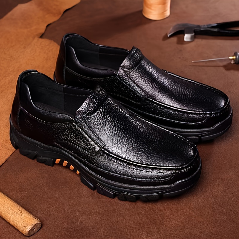Plus Size Mens Vintage Solid Color Slip On Loafer Shoes Comfy Non Slip Casual Durable Rubber Sole Dress Shoes Mens Office Footwear Men s Shoes Temu details 4